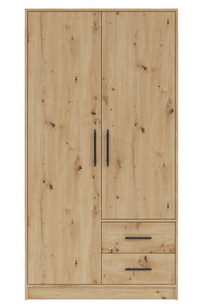 Kleiderschrank Caspe 100 cm Eiche artisan Garderobe modernes Design ABS-Finish und schwarze Griffe