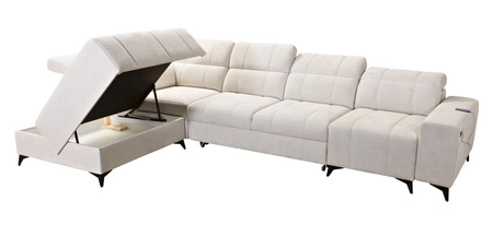 Ecksofa mit Schlaffunktion Penejos XI olive links komfortables Ecksofa mit verstellbaren Kopfstützen und zwei Bettkästen