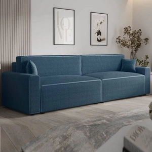 Klappsofa Brandon XL Bis blau modernes Design dreidimensionalen Stoff mit ausdrucksvollen Streifen Bettzeugbehälter