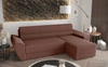 Ecksofa mit Schlaffunktion Fogu II Indian pink rechte Seite stilvolles Ecksofa mit bequemen Armlehnen und Bettzeugcontainer