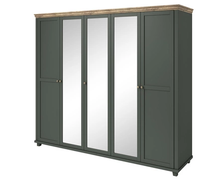 Spiegelschrank Evora 246 cm Flaschengrün / Eiche lefkas geräumiger Kleiderschrank für Flur oder Schlafzimmer im klassischen Stil