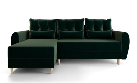 Ecksofa mit Schlaffunktion Rovigo bottle green links elegantes Ecksofa in skandinavischem Design großes Bettzeugfach