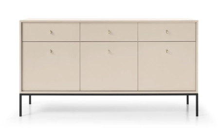 Kommode mit Schubladen Mono 154 cm Beige Minimalistisches Design stilvoller goldener Griff schlichte Form mit metallischen Elementen