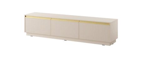 Imperial Möbelset beige Stilvolle Schrankwand mit gefrästen Fronten und eleganten Griffen in gebürstetem Gold