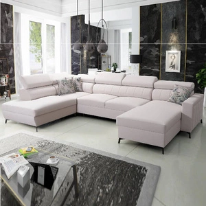 Ecksofa mit Schlaffunktion Savona VI creme rechts elegantes und bequemes Ecksofa für Wohnzimmer mit zwei Bettkästen
