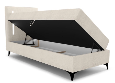 Boxspringbett Norco 80x200 beige stilvolles Bett mit Bettzeug Lagerung Beleuchtung im Kopfteil fügt eine einzigartige Note