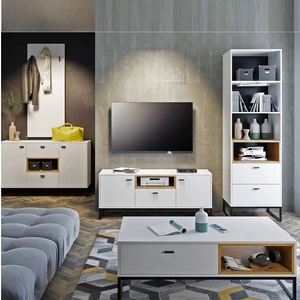 Olier Möbel Set weiß modernes Design solids auf Metallrahmen Möbel für Wohnzimmer im industriellen Stil gesetzt