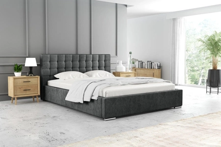 Polsterbett Umiky 160x200 dunkelgrau stilvolles Bett mit Bettzeugablage bequemes Kopfteil besticht durch sein elegantes Design