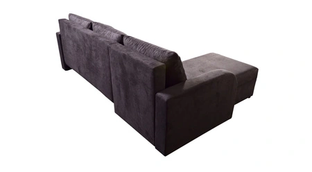 Ecksofa mit Schlaffunktion Scarlo schwarz Universal in Einstellung Ecksofa für Wohnzimmer aus strapazierfähigem Veloursstoff