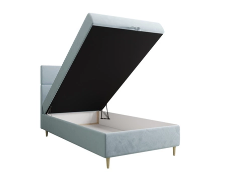 Boxspringbett Bing 120x200 hellblau im modernen skandinavischen Stil mit gepolstertem Kopfteil Bett mit Staukasten