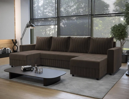 Ecksofa mit Schlaffunktion Pasco U braun klassisches Design geschmackvoller Korpus mit garantierter Funktionalität und Komfort weicher Stoff