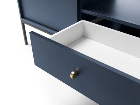 TV-Schrank Mono 154 cm Dunkelblau Minimalistisches Design schlichte Form mit metallischen Elementen stilvoller goldener Griff