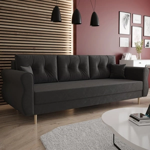 Wilkins Sofa mit Schlaffunktion graphit elegantes Sofa für Wohnzimmer im skandinavischen Stil geschwungene Seiten verleihen Charakter