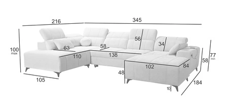 Penejos VI Ecksofa mit Schlaffunktion beige rechtsseitig stilvolles Ecksofa mit zwei Bettkästen strapazierfähiger Stoff