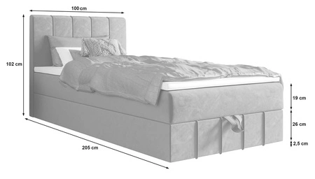 Boxspringbett Casey 100x200 dunkelrot Bett im modernen skandinavischen Stil mit gepolstertem Kopfteil Bett mit Staukasten