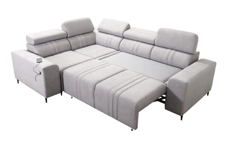 Ecksofa mit Schlaffunktion Castel II Lux blau links komfortables Ecksofa für das Wohnzimmer mit bequemer ausziehbarer Fußstütze