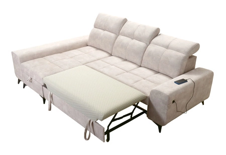 Schlafsofa Buffalo graphit links funktionelles und stilvolles Ecksofa mit einem Bettzeugcontainer