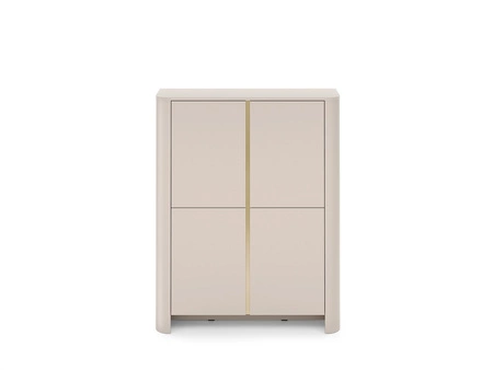 Kommode Bari 103 cm beige elegantes Design abgerundete Kanten der soliden Satz auf einem hohen Sockel dekorative Gold trim