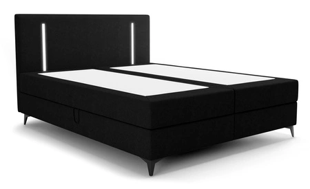 Boxspringbett Norco 160x200 schwarz stilvolles Bett mit Staukasten Beleuchtung im Kopfteil fügt eine einzigartige Note