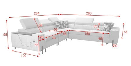 Ecksofa mit Schlaffunktion Belvi IV dunkelbeige links elegantes Ecksofa für Wohnzimmer praktischer Stauraum in Seitenwand
