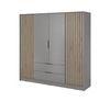 Kleiderschrank Aspen 206 cm Grau / Eiche Artisan Lamellen modernes Design Schranktüren mit dekorativen Lamellen