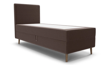 Boxspringbett Totti 90x200 braun stilvolles Bett mit Bettzeug Lagerung dreidimensionalen Stoff mit ausdrucksstarken Streifen