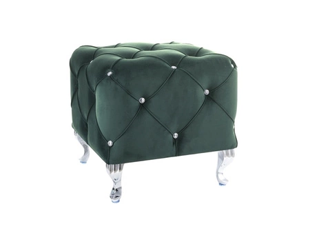 Hesta Pouffe 50 cm grün ideal Fußstütze Stich und kratzfest Sitz Pouffe gesteppte Elemente mit Kristallen