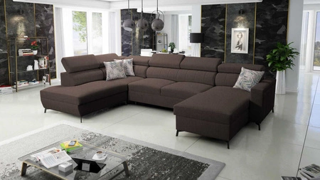 Ecksofa mit Schlaffunktion Savona VI braun rechts elegantes und bequemes Ecksofa für Wohnzimmer mit zwei Bettkästen 