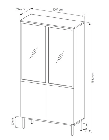 Clovis Schrank 100 cm schwarz / Eiche evoke moderne Schrankform stilvolles Wohnzimmer Finish push to open System