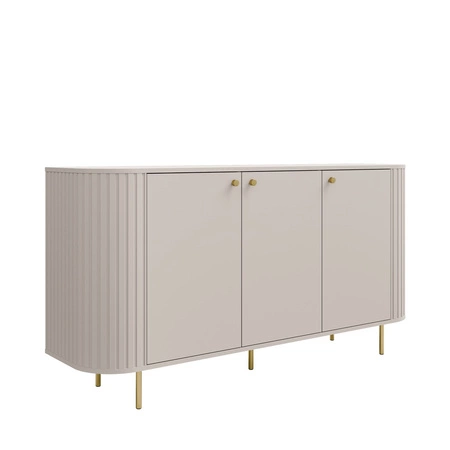 Kommode Ovalio 165 cm beige minimalistische Form macht eine Kommode für das Wohnzimmer stilvolle ovale Form dekorative Fräsen auf den Körper