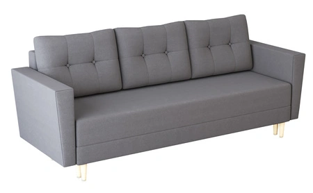 Sofa Telsze graphit elegantes Sofa für Wohnzimmer in skandinavischer Form hölzerne hohe Beine Container für Bettzeug
