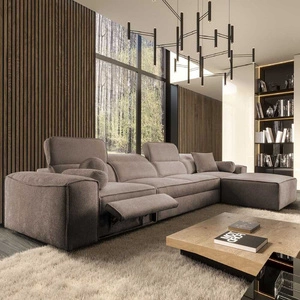 Ecksofa mit Schlaffunktion Viano XII Lux hellbraun rechtshändig Designer-Ecksofa für Wohnzimmer mit komfortablem ausziehbarem Fußteil