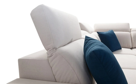 Ecksofa mit Schlaffunktion Kelly Sleek X hellbraun links extrem elegantes Ecksofa für Wohnzimmer mit verstellbaren Kopfstützen