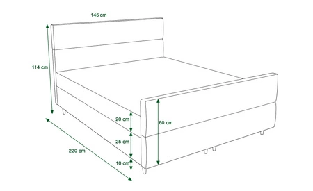 Boxspringbett Benet 140x200 Beige moderner skandinavischer Stil mit charakteristischem Kopfteil Kontinentale Bett
