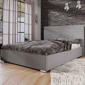 Burgos gepolstertes Bett 160x200 grau mit modernem Kopfteil ideal für Schlafzimmer