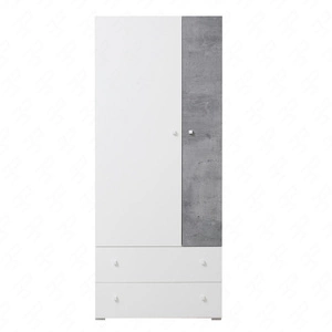 Kleiderschrank Epsilon 80 cm weiß / Beton ideal für das Jugendzimmer funktionaler Kleiderschrank mit Schubladen