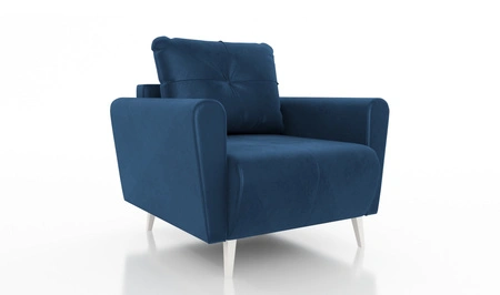 Sessel Felicie dunkelblau eleganter Sessel für das Wohnzimmer mit einem geräumigen und weichen Sitz Holzbeine hinzufügen visuelle Leichtigkeit