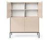 Hohe Kommode Mono 104 cm Beige Minimalistisches Design stilvoller goldener Griff schlichte Form mit metallischen Elementen
