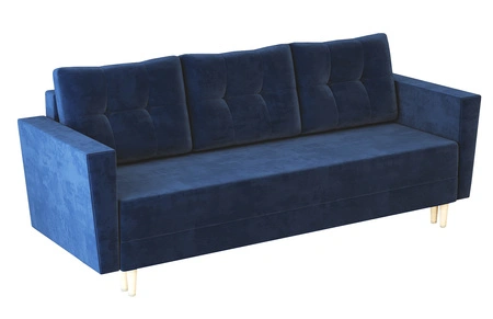 Sofa Telsze blau elegantes Sofa für Wohnzimmer in skandinavischer Form hölzerne hohe Beine Container für Bettzeug