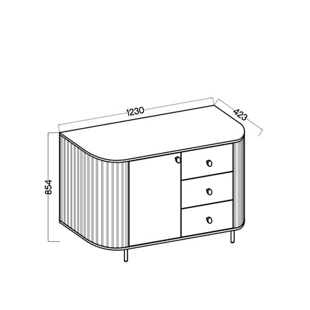 Kommode mit Schubladen Ovalio 123 cm Eiche cremona elegante Kommode mit einem außergewöhnlich stilvollen Design ovale Form akzentuiert durch Fräsen