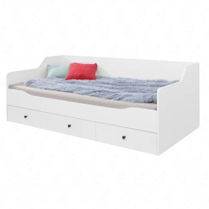 Bett mit Schubladen Skien 90x200 cm weiß glänzend modernes Design Bettumrandung mit speziellem ABS-Furnier verarbeitet