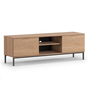 RTV-Schrank Tutti 150 cm Eiche Hickory elegantes Schrankdesign Metall solider Sockel Türen öffnen sich mit einem Push-to-Open-System