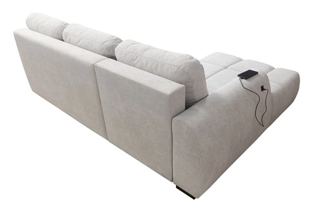 Ecksofa mit Schlaffunktion Gentle grey linke Seite stilvolles Design Ecksofa-Bett zeichnet sich durch seine abgerundete Form aus