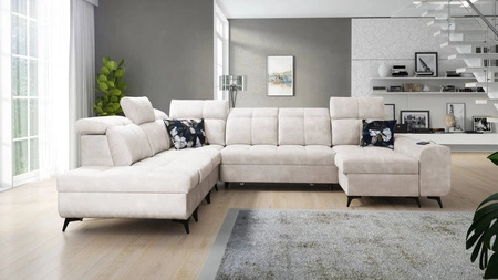 Ecksofa mit Schlaffunktion Buffalo X creme rechts funktionelles und bequemes Ecksofa für einen Raum mit Bettzeugcontainern