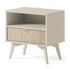 Wald Nachttisch beige / beige Fischgrät mit Schublade idealer Schlafzimmerschrank geschmackvolles Fischgrätdekor auf Schubladenfront