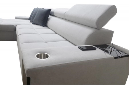 Ecksofa mit Schlaffunktion Dafni Indischem Rosa/Weiß linksseitig aus Samt bietet Komfort und Funktionalität während der täglichen Erholung