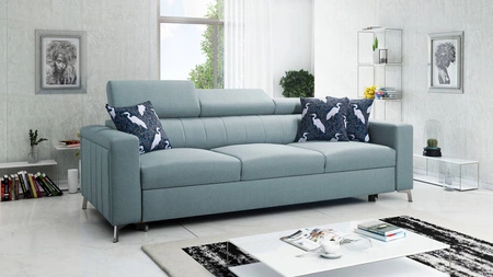 Sofa mit Schlaffunktion Savona arctic blue bequemes Sofa für das Wohnzimmer bietet Komfort während der Erholung verstellbare Kopfstützen