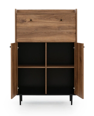 Kommode Apallo 90 cm Brandy Eiche Castello Original Design hohe Top Felgen Bar auf Metall Beine gesetzt