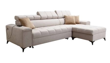 Ecksofa mit Schlaffunktion Bolmso Senf Ecksofa rechts mit zwei Bettkästen praktische Schublade in der Seite des Möbels