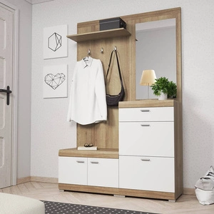 Garderobe Stella 135 cm Eiche Riviera / Weiß Funktionale und praktische Garderobe für den Flur dezente Farbgestaltung und modernes Design